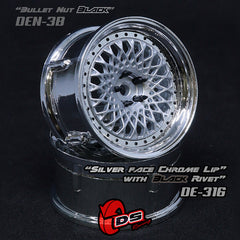 DS Racing (#DE-316) Drift Element Mesh Wheel Set - Silver/Chrome w/ Black Rivets
