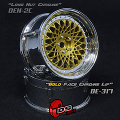 DS Racing (#DE-317) Drift Element Mesh Wheel Set - Gold/Chrome