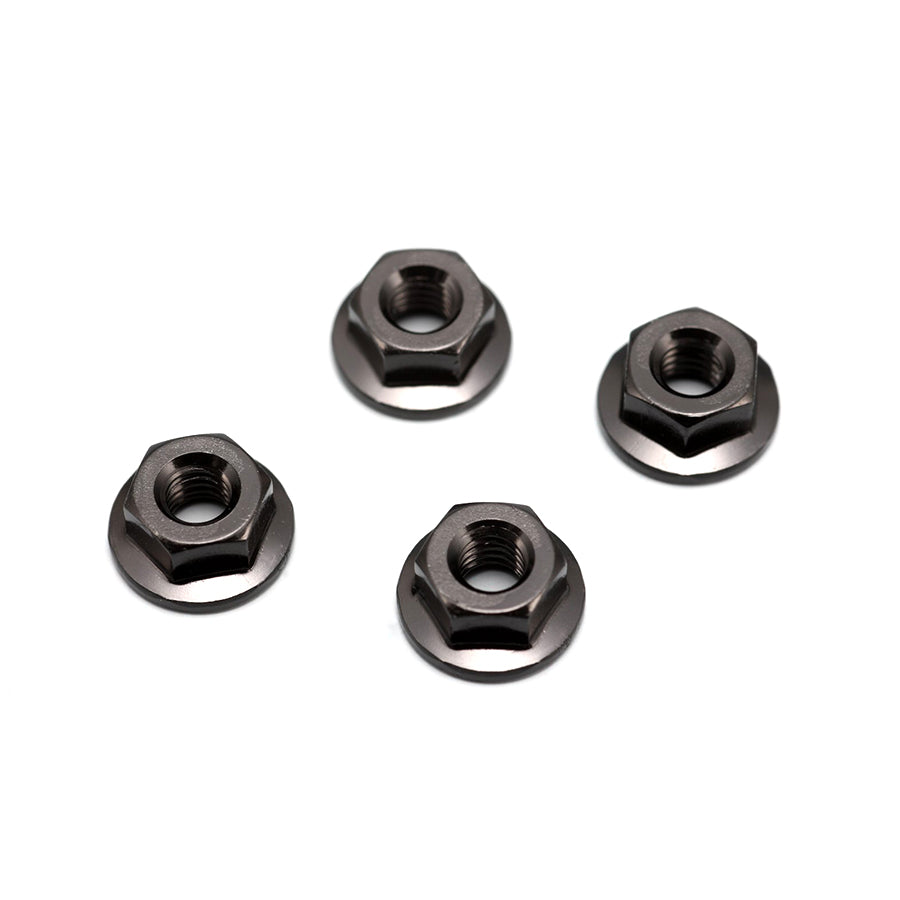 Yokomo (#ZC-N4FBKA) M4 Alum. Serrated Flange Nuts - Black