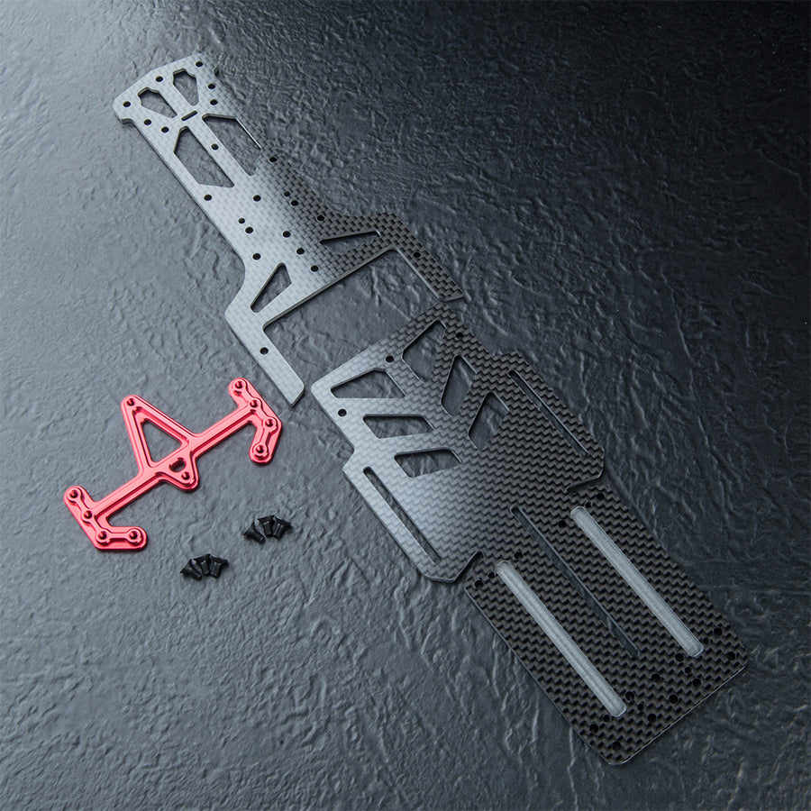 MST (#210737R) RMX 4 Carbon Lightweight Adjustable Wheelbase Lower Deck - Red