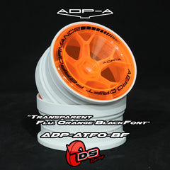 DS Racing (#ADP-ATFO-BF) AERO DRIFT Performance Wheel Cover - Sloped Transparent Flu Orange / Black Lip