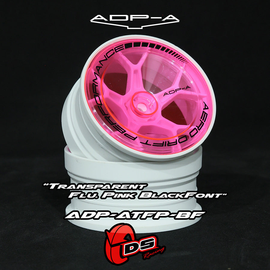 DS Racing (#ADP-ATFP-BF) AERO DRIFT Performance Wheel Cover - Sloped Transparent Flu Pink / Black Lip
