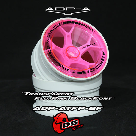 DS Racing (#ADP-ATFP-BF) AERO DRIFT Performance Wheel Cover - Sloped Transparent Flu Pink / Black Lip