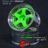 DE 5 Spoke Wheel Set - Flu Green/Chrome Lip