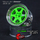 DE 6 Spoke Wheel Set - Flu Green/Chrome Lip