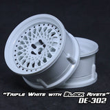 DE Mesh Wheel Set - Triple White w/ Black Rivets