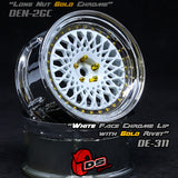 DE Mesh Wheel Set - White/Chrome w/ Gold Rivets