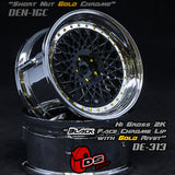 DE Mesh Wheel Set - Black/Chrome w/ Gold Rivets