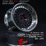 DS Racing (#DE-314) Drift Element Mesh Wheel Set - Black/Chrome w/ Black Rivets