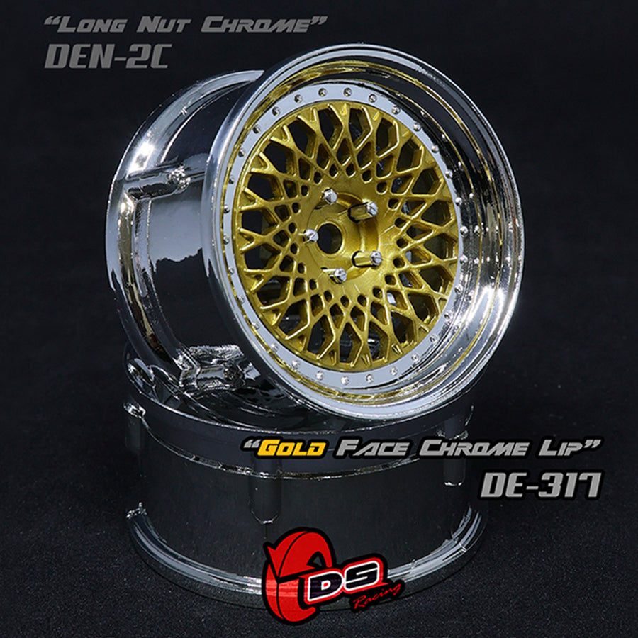 DS Racing (#DE-317) Drift Element Mesh Wheel Set - Gold/Chrome