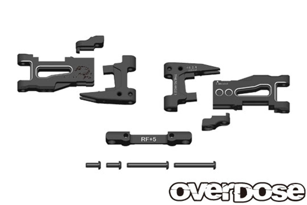 Overdose (#OD1939) Adjustable Aluminum Rear Long Suspension Arm Set - Black