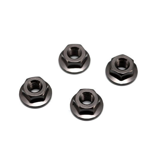 Yokomo (#ZC-N4FBKA) M4 Alum. Serrated Flange Nuts - Black