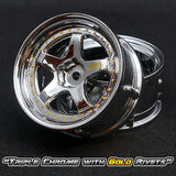 DE 5 Spoke Wheel Set - Triple Chrome w/ Gold Rivets