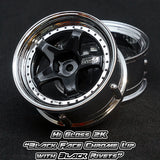 DE 5 Spoke Wheel Set - Hi Gloss 2K Black/Chrome w/ Black Rivets