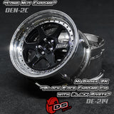 DE 6 Spoke Wheel Set - Hi Gloss 2K Black/Chrome w/ Black Rivets