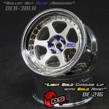 DE 6 Spoke Wheel Set - Light Gold/Chrome w/ Gold Rivets