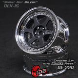 DE 6 Spoke Wheel Set - Gunmetal/Chrome w/ Black Rivets