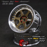 DE 6 Spoke Wheel Set - Bronze/Chrome w/ Gold Rivets